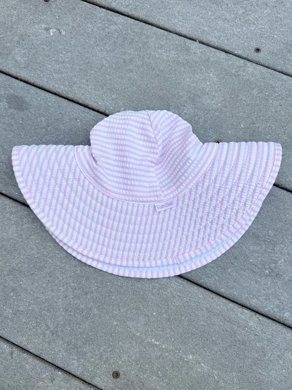 Ruffle Butts pink White Striped Wide Brim floppy Sun Hat